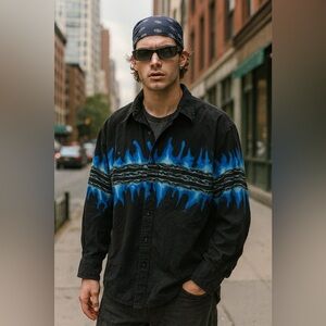 Vintage Brooks & Dunn Panhandle Slim Western button-up shirt flame medium